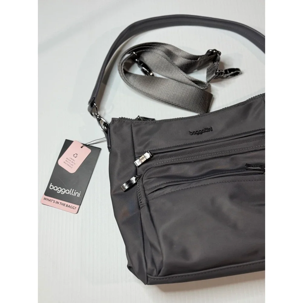 Baggallini Nolita‎ Convertible Crossbody Smoke Grey RFID Travel Bag Comfort